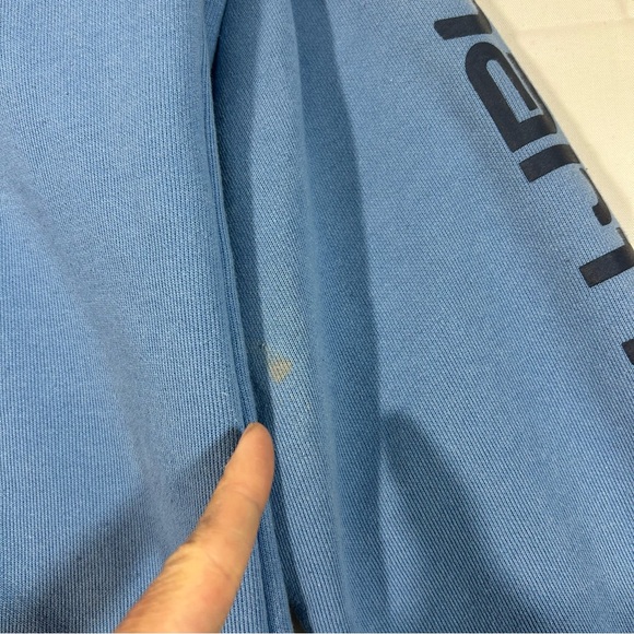 Carhartt Sweatshirt Mens Large Original Fit Hoodie Pocket Workwear School Blue - Picture 9 of 10